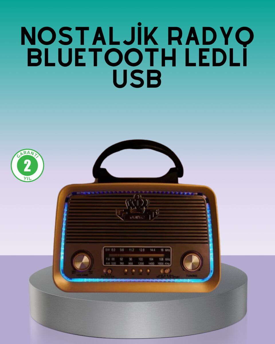 Bluetooth Özellikli Nostalji Radyo 3 Bant FM AM SW