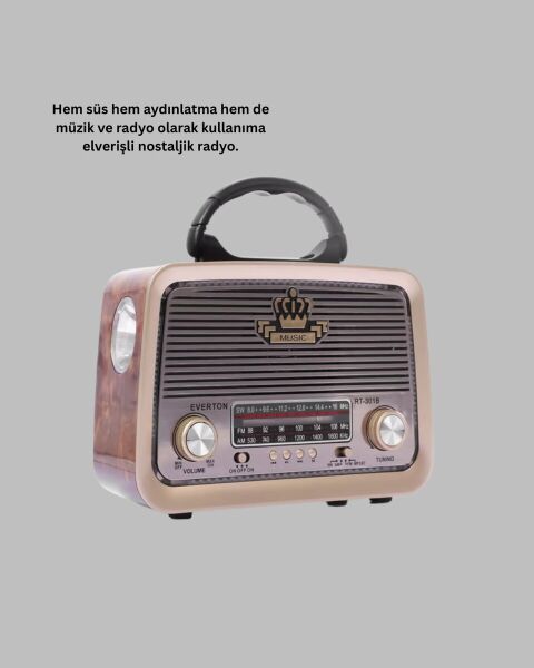 Bluetooth Özellikli Nostalji Radyo 3 Bant FM AM SW