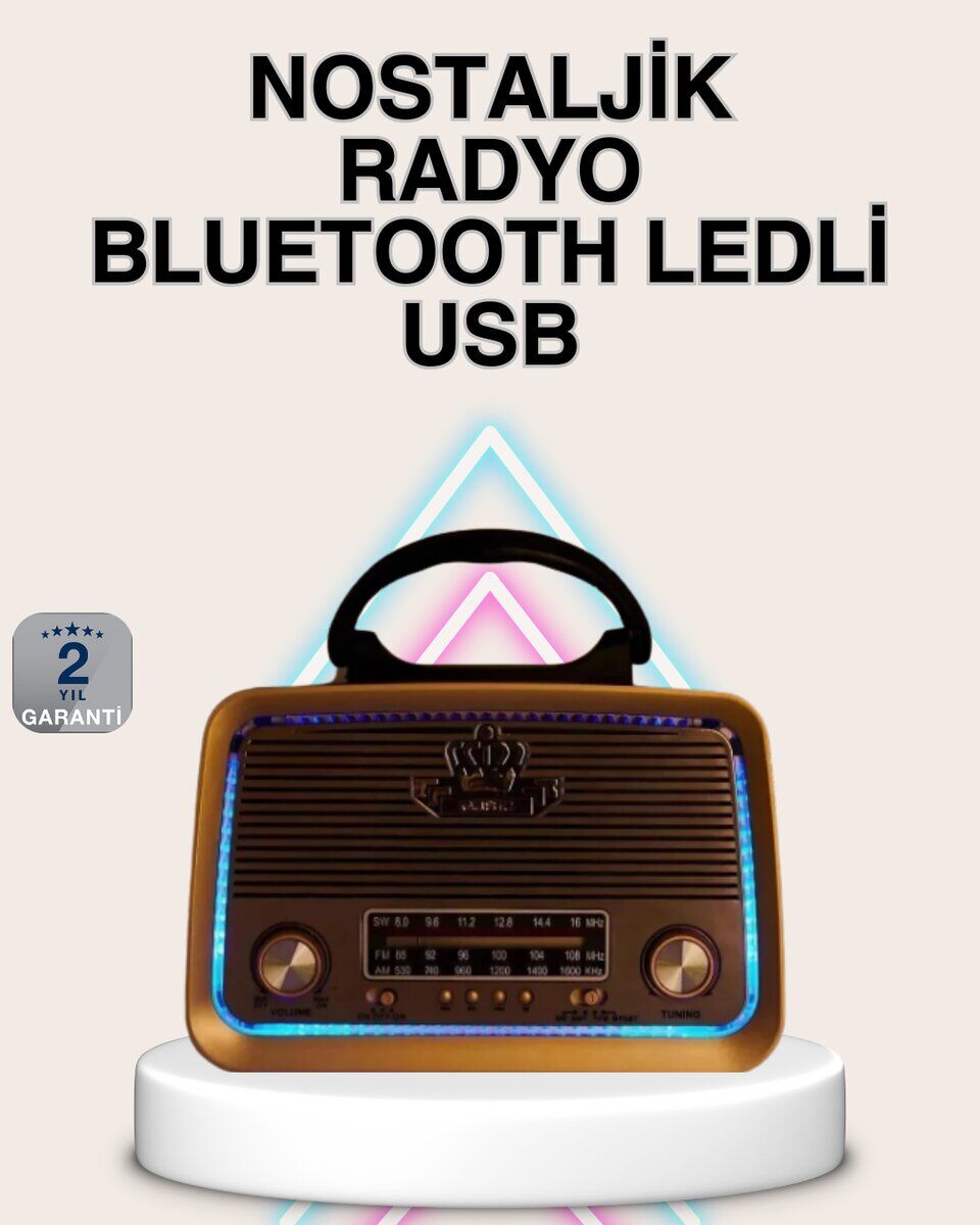 Ahşap Nostaljik Radyo Bluetooth USB SD Kart Destekli