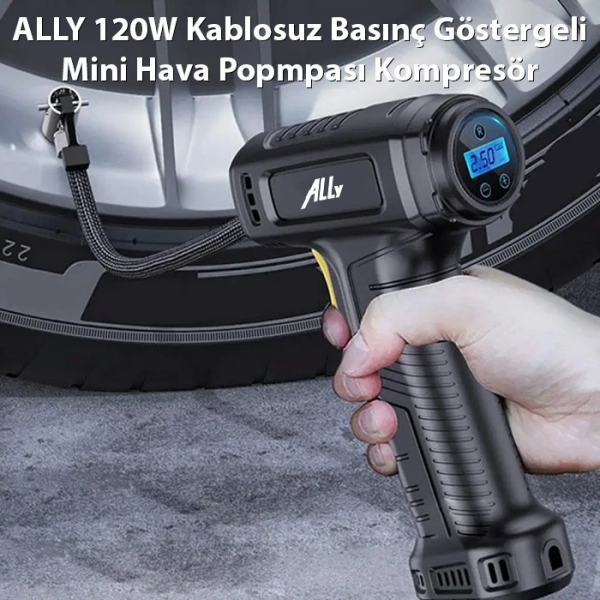 ALLY 120W Kablosuz Basınç Göstergeli Mini Hava Popmpası KompresörST-5007C-(5775)