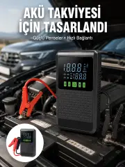 4’ü 1 Arada Jump Starter Hava Kompresörü Powerbank ve LED Fener Yeni Nesil