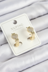 Xuping Zirkon Taşlı Kalp Model Gold Renk Kadın Küpe 5886