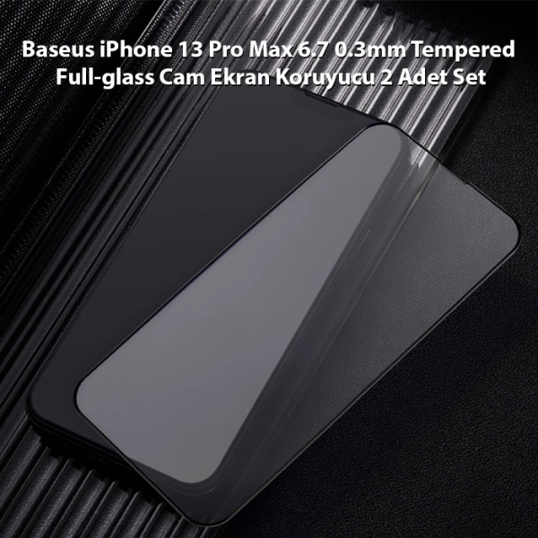 Baseus iPhone 13 Pro Max 6.7 0.3mm Tempered Full-glass Cam Ekran Koruyucu 2 Adet Set-(5775)