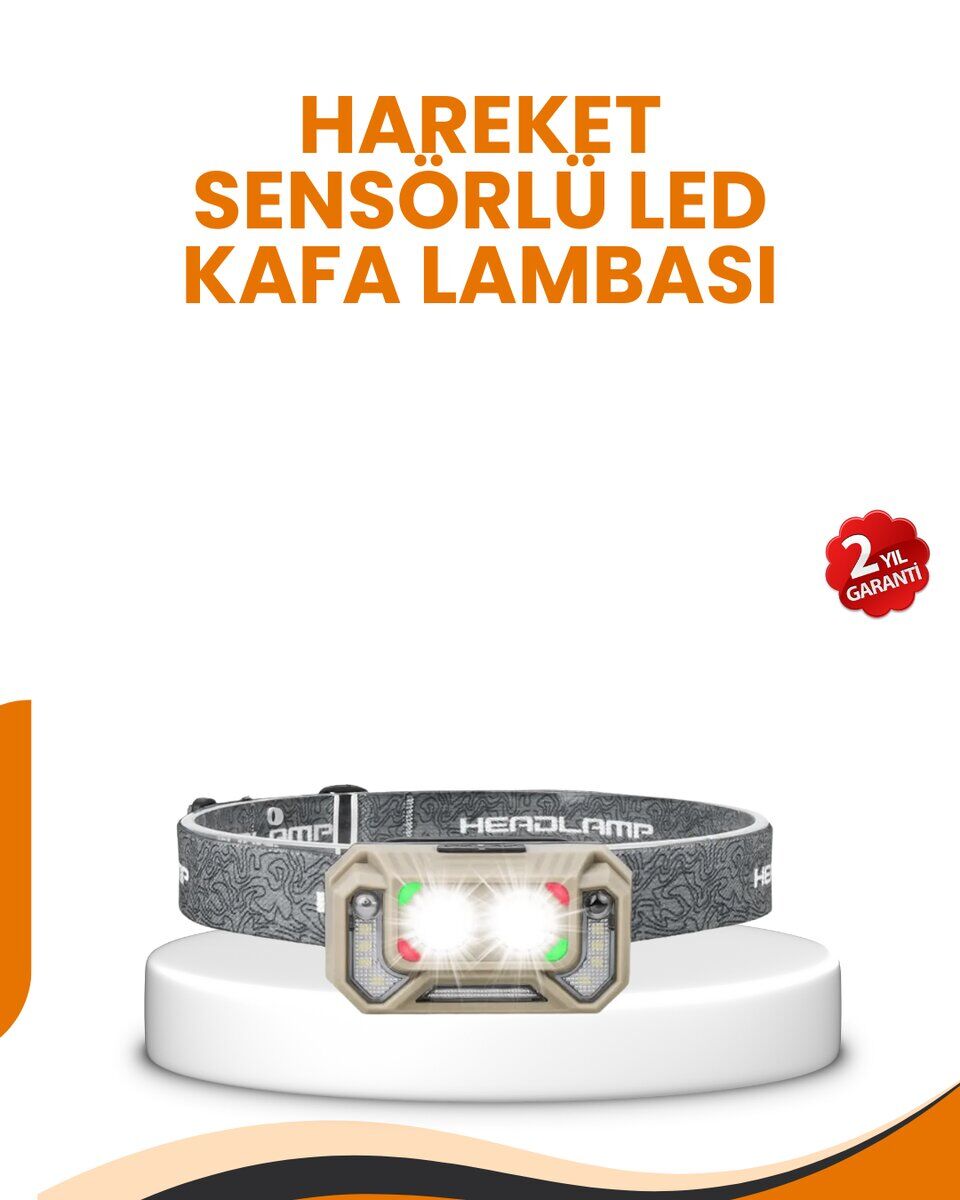 Uzun Menzilli Sensörlü LED Kafa Lambası Kamp ve Yürüyüş