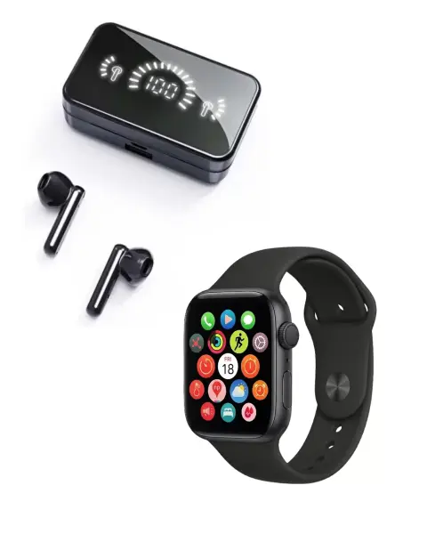 Şık Tasarımlı Akıllı Saat ve Bluetooth Kulaklık Seti Suya Dayanıklı ve Çok Fonksiyonlu