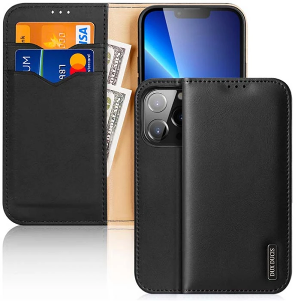Dux Ducis iPhone 13 Pro Kılıf Mıknatıslı Cüzdanlı Deri Kılıf Hivo Series-(5775)