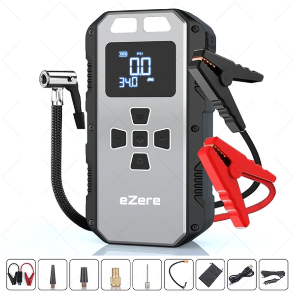 EZERE 4 in1 8000mAh Lastik Sisirme Pompası Ve Starter Akü Takviye Seti-(5775)