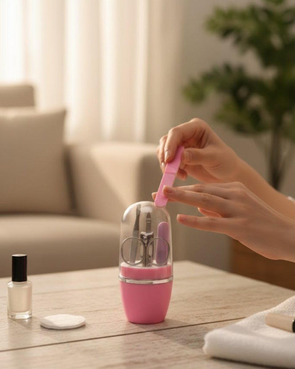 Tırnak Bakım Manikür Pedikür Seti 4 Parça Pembe Minimal ve Dayanıklı