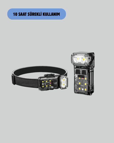 3’ü 1 Arada LED Far Şarj Edilebilir Sensörlü Manyetik 10 Saat Kullanım