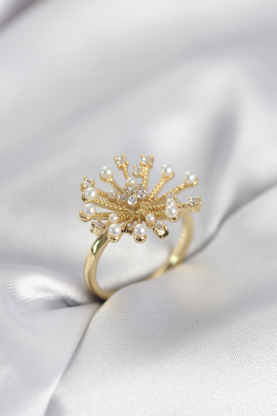 Gold Renk Karahindiba Model Zirkon Taşlı Kadın Yüzük 5886