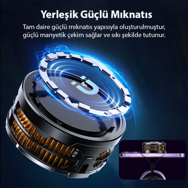 MEMO CX08 iOS Android Soğutucu 15W Manyetik + Arka Klips 2'si 1 Arada Yarı İletken Soğutma Fanı Radyatörü-(5775)