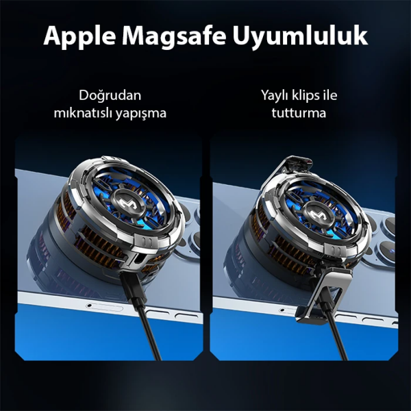 MEMO CX08 iOS Android Soğutucu 15W Manyetik + Arka Klips 2'si 1 Arada Yarı İletken Soğutma Fanı Radyatörü-(5775)