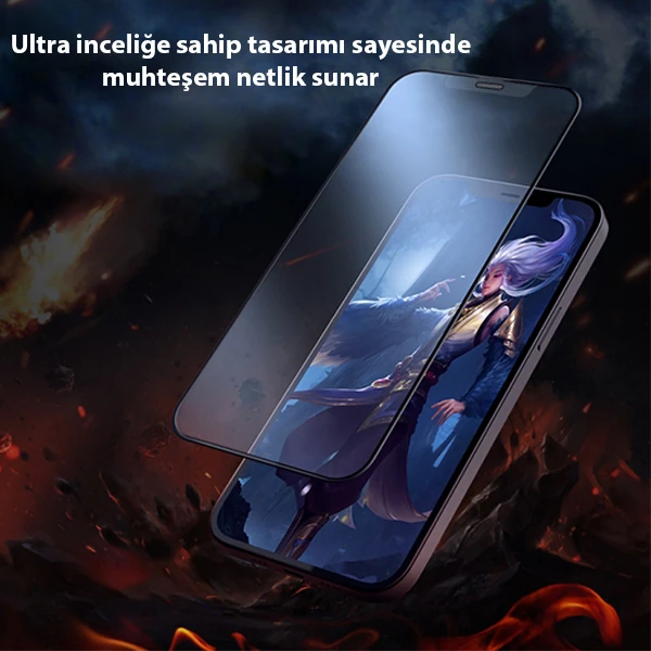 GOR iPhone 12-12 Pro 6.1 9D Hardening Tempered Full Cam Ekran Koruyucu-(5775)