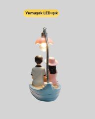 Romantik Çift Figürlü Gece Lambası Sandal Model Sevgiliye Özel Hediye