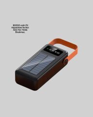 80000 mAh Solar Powerbank Göstergeli Fenerli Hızlı Şarj Taşınabilir Şarj Cihazı