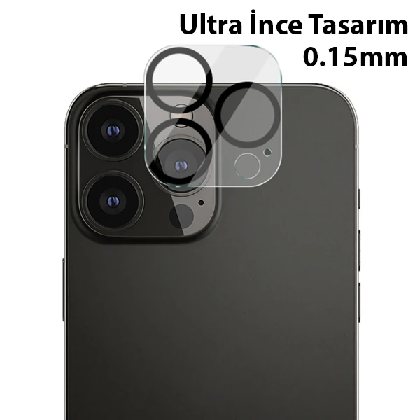 ALLY İPhone 13 Pro-13 Pro Max 3D Full Tempered Glass Cam Kamera Koruyucu-(5775)