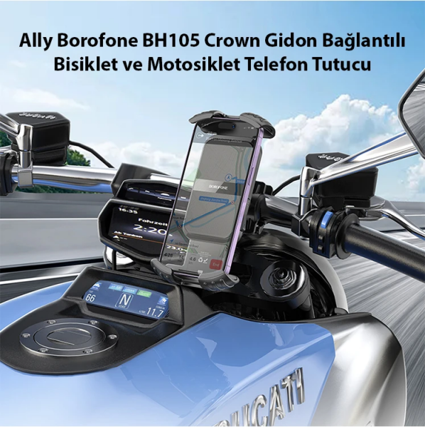 Ally Borofone BH105 Crown Gidon Bağlantılı Bisiklet ve Motosiklet Telefon Tutucu-(5775)