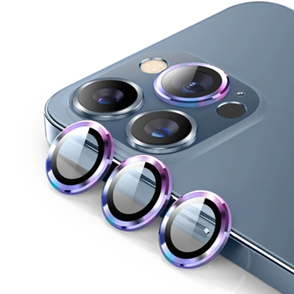ALLY İPhone 13 Pro -13 Pro Max 3D Metal Çerçeveli Kamera Lens Koruyucu-(5775)