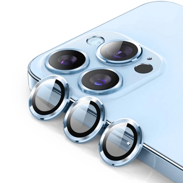 ALLY İPhone 13 Pro -13 Pro Max 3D Metal Çerçeveli Kamera Lens Koruyucu-(5775)