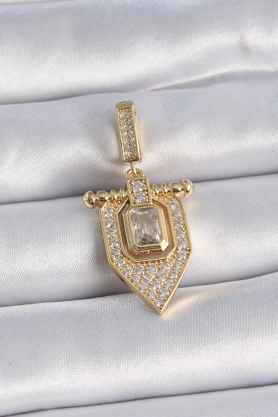 Pirinç Gold Renk Baget Zirkon Taşlı Ajda Charm 5886
