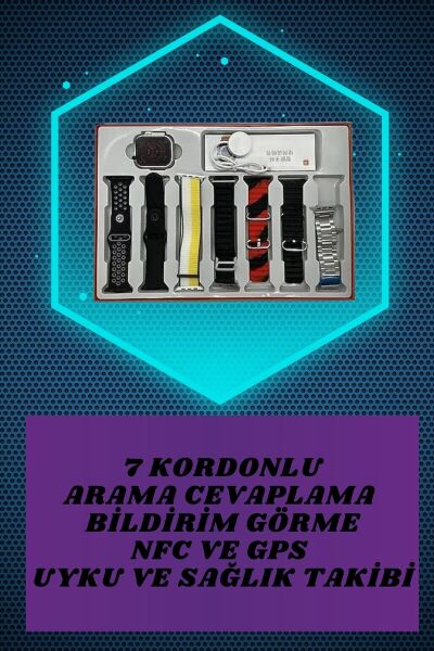 7 Kordonlu Akıllı Saat Ve Aynalı Bluetooth Kulaklık Powerbank Dijital Göstergeli