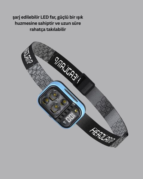 Type C Şarjlı LED Kafa Lambası Güç Göstergeli 53 Modlu
