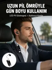 Bluetooth 5.2 Klipsli Kablosuz Kulaklık – Dijital Ekran & Titreşimli Uyarı Yeni Nesil