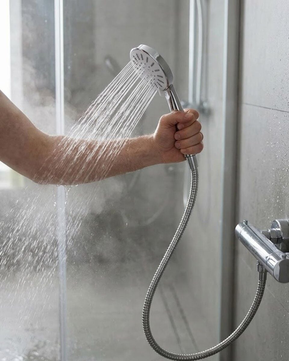 Spiral Hortumlu 4 Kademeli Krem El Duşu Başlığı Banyo Duş Seti