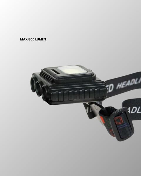 800 Lumen Çok Fonksiyonlu LED Kafa Lambası Type C Şarjlı