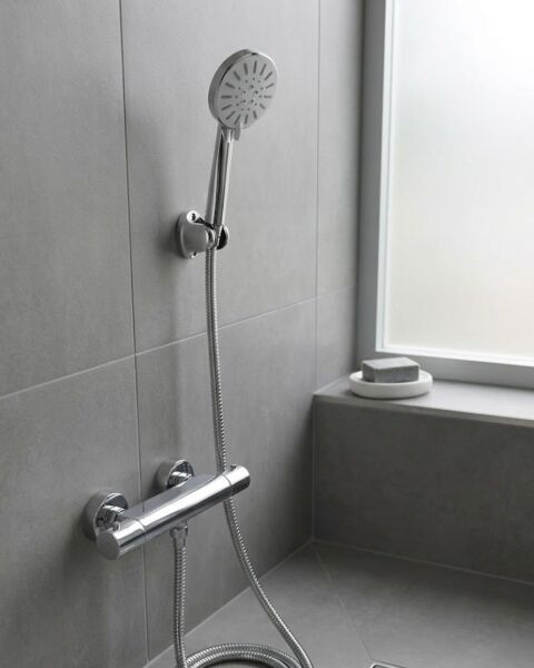 Krem Duş Başlığı Seti 4 Kademeli El Duşu Spiral Hortumlu Banyo Seti