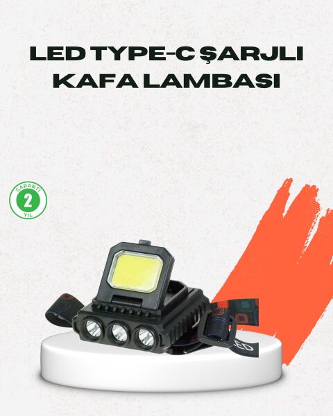 USB Şarjlı Kafa Feneri 800 Lumen Ayarlanabilir COB ve XPE LED