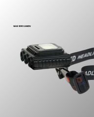COB + XPE LED Kafa Feneri 800 Lumen USB Type C Şarjlı Çok Modlu