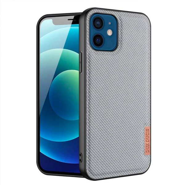 Dux Ducis Fino Serisi iPhone 12 -12 Pro 6.1inç Kılıf Premium Dokuma Silikon Kılıf-(5775)
