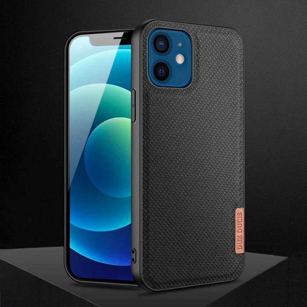 Dux Ducis Fino Serisi iPhone 12 -12 Pro 6.1inç Kılıf Premium Dokuma Silikon Kılıf-(5775)