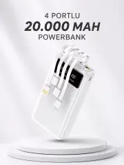 Powerbank Şarj Cihazı 4 Çıkışlı 20.000 MAH Powerbank Kompakt Yüksek Kapasiteli Hızlı Şarj