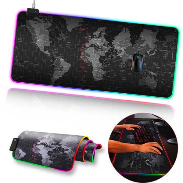 ALLY Dünya Desenli RGB Led Işıklı Oyuncu Mouse Pad 300*800*4MM-(5775)