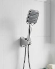 Siyah Duş Seti El Duşu Başlığı Spiral Hortum ve Duvar Askısı Banyo Duş Seti