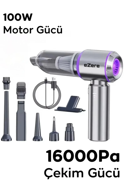 EZERE 16000pa Güçlü Portatif Taşınabilir Vakumlu Kablosuz Üflemeli Mini Araç Süpürgesi-(5775)