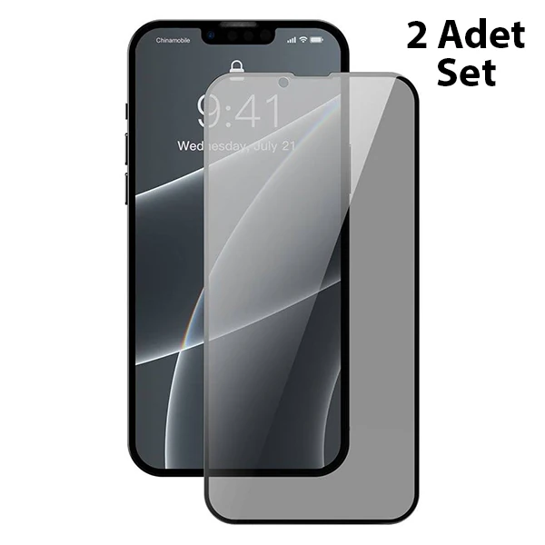 Baseus iPhone 13 Mini 0.23mm Gizlilik Hayalet Full Ekran Koruyucu 2 Adet Set-(5775)