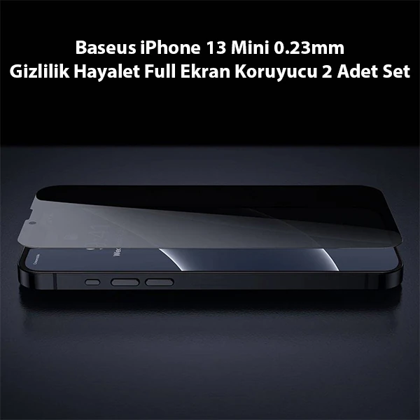 Baseus iPhone 13 Mini 0.23mm Gizlilik Hayalet Full Ekran Koruyucu 2 Adet Set-(5775)