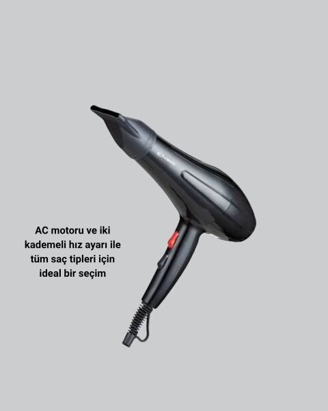 2200W Fön Makinesi – Profesyonel AC Motor Soğuk ve Sıcak Üfleme