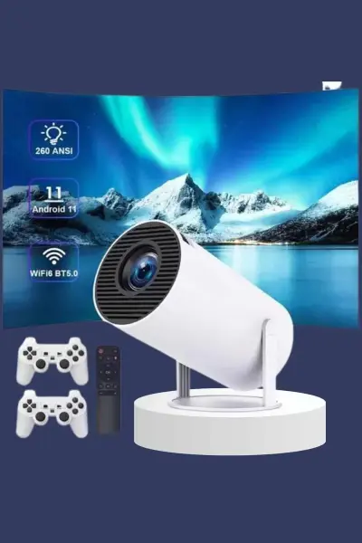Projeksiyon Cihazı Video Oyun Konsolu Projektör Taşınabilir Ayaklı Çift Kollu 4K Çözünürlüklü