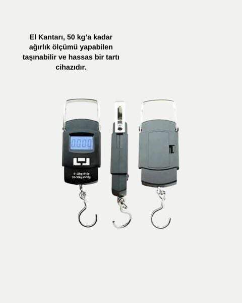 Dijital El Kantarı – 50 Kg Taşıma Kapasiteli Taşınabilir Hassas Tartı