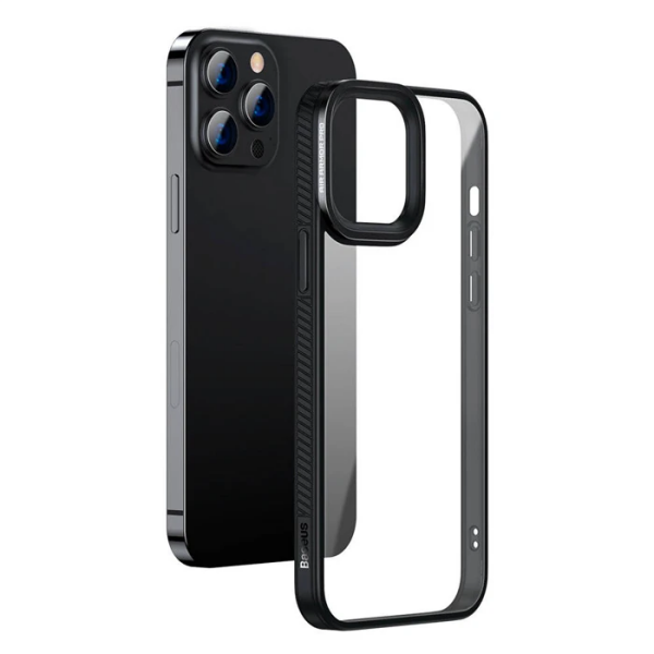 Baseus Crystal iPhone 13 Pro 6.1 Kılıf Jel Çerçeve Zırhlı Silikon Kılıf-(5775)