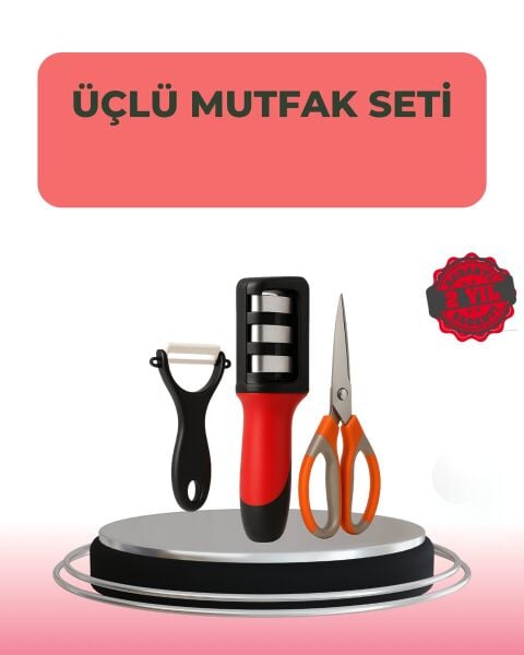 3 Parçalı Çok Fonksiyonlu Mutfak Makas Seti – Paslanmaz Çelik Ergonomik Tasarım
