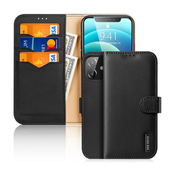 Dux Ducis iPhone 12 - 12 Pro Kılıf Mıknatıslı Cüzdanlı Deri Kılıf Hivo Series-(5775)