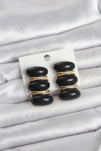 Siyah Vintage Model Gold Renk Kadın Küpe 5886