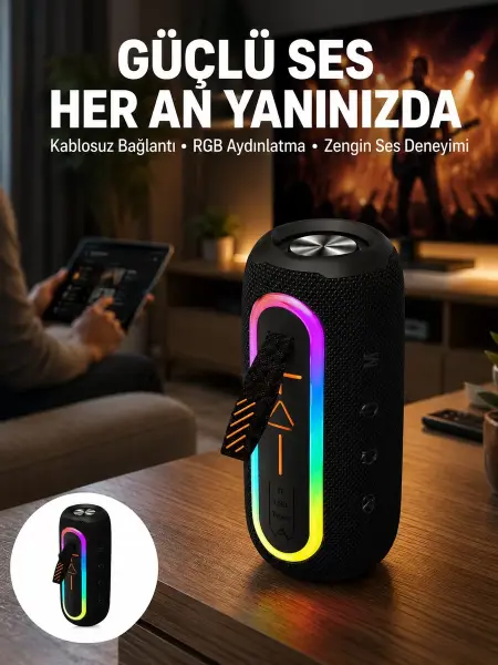 Bluetooth Hoparlör Uzun Pil Ömrü Taşınabilir Yüksek Ses Kaliteli Yeni Nesil