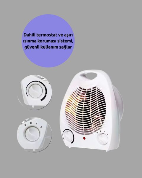 Mini Elektrikli Isıtıcı – 2000W Güç Fanlı Isıtma 3 Isı Modu