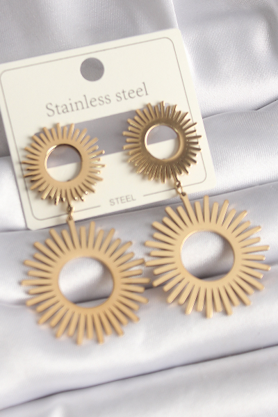 316L Çelik Gold Renk Güneş Model Kadın Küpe 5886